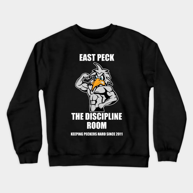 The Discipline Room (White Text) Crewneck Sweatshirt by Roufxis